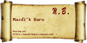 Mazák Bars névjegykártya